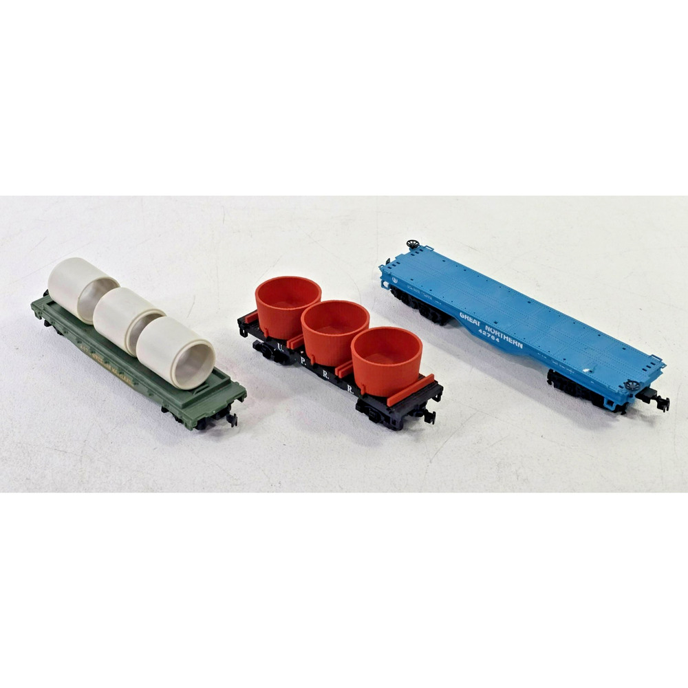 3 Vintage Bachmann HO Scale Flat Bed Train Cars